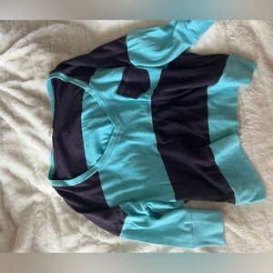 TNA crop top long sleeve with blue and purple stripes
